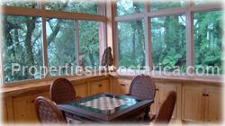 Costa Rica mountain home, unique home, theater, sound system, log, cedar, fine wood, house with forest, house with waterfall, best, house with river, house with pond, for sale, movie, game room, 1629